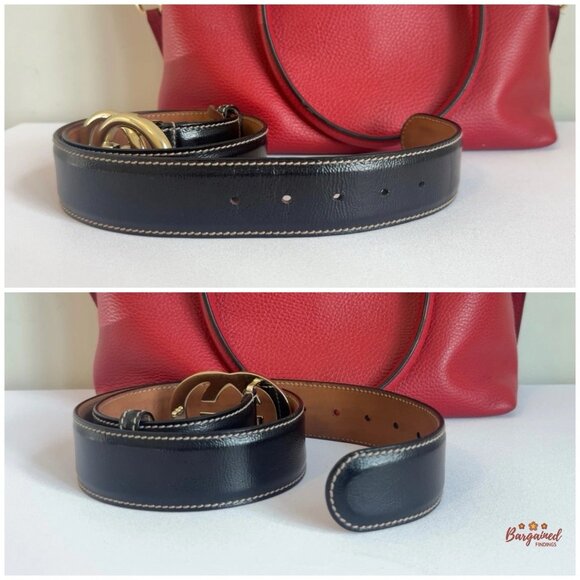 Authentic Gucci Black Leather Gold Double G Buckle Belt 80/32 main image 5